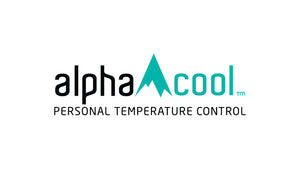 AlphaCool logo with teal mountain graphic, for personal temperature control and advanced cooling products.