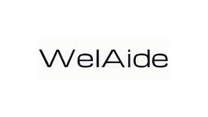 Clean black and white WelAide logo banner for our collection of comfortable heating pads.