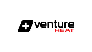 Sleek Venture Heat logo with a black plus symbol and red 'HEAT', showcasing innovative heated clothing.