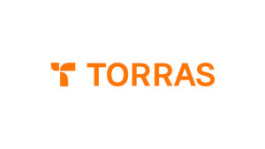 Torras collection: Modern orange logo with stylized 'T' on white, showcasing the brand's sleek aesthetic.