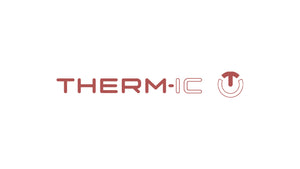 Therm-ic: Modern logo with power symbol, signaling innovative heated apparel and thermal comfort.