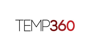 Sleek TEMP360 logo in black and red, signaling advanced heated apparel and accessories.