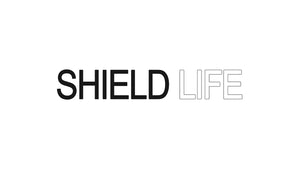 Stylized "SHIELD LIFE" text for premium warming and cooling pads promoting comfort and well-being.