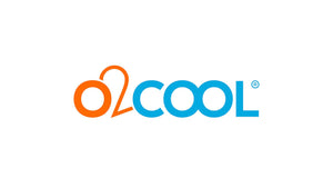 O2COOL logo in vibrant orange and blue, representing refreshing fans and water misters.
