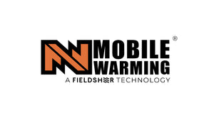 Bold orange and black Mobile Warming logo, representing advanced heated apparel and outdoor gear.