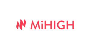 Bold red MiHIGH logo and flame icon, symbolizing invigorating infrared products for optimal well-being.