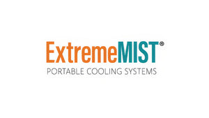 ExtremeMIST logo with orange and teal text, announcing portable cooling systems for ultimate comfort.