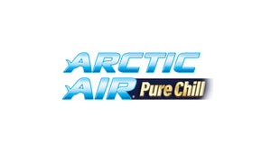 Sleek blue and gold 'Arctic Air Pure Chill' logo, signaling innovative personal cooling and refreshing comfort.