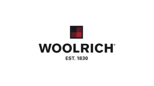 Woolrich's black and red plaid logo, symbolizing warmth and heritage for heated blankets.
