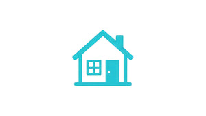 Teal house icon, a clear and welcoming symbol for navigating our home collection.