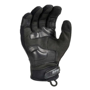 Black tactical warrior glove by 221B Tactical with reinforced knuckles, palm padding, adjustable wrist strap, and hanging loop.