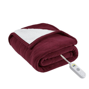 Serta Heated Fleece to Sherpa Throw - 50"Wx60"L