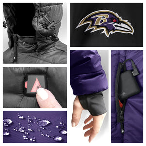 ActionHeat Baltimore Ravens 5V Men's Colorblock Puffer Battery Heated Jacket