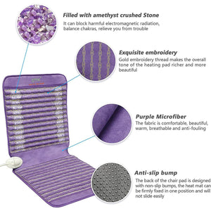 UTK Far Infrared Amethyst Healing Stone Heated Chair Seat Pad