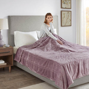 Beautyrest 100% Polyester Knitted Solid Microlight to Solid Microlight Heated Blanket - King