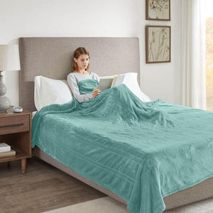 Beautyrest 100% Polyester Solid Microlight Reversible Heated Blanket - King