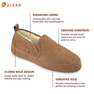 Acorn Men's Shearling Romeo Moc Slippers with Genuine Sheepskin