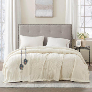 Beautyrest 100% Polyester Solid Microlight to Solid Microlight Heated Blanket - Twin