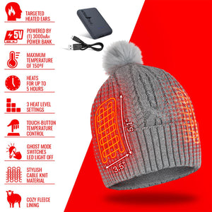ActionHeat 5V Battery Heated Cable Knit Hat & Slippers Bundle