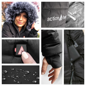 ActionHeat Baltimore Ravens 5V Women's Long Puffer Battery Heated Jacket