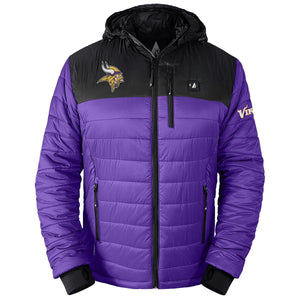 ActionHeat Minnesota Vikings 5V Men's Colorblock Puffer Battery Heated Jacket