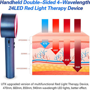 UTK High Power 24 LED Red Light Therapy Device with 470/660/850/940nm Wavelength