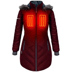 ActionHeat 5V Women's Heated Long Puffer Jacket W/ Hood - Front