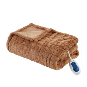 Beautyrest Heated Zuri Oversized Faux Fur Throw - 50"Wx70"L