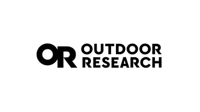 Black logo for Outdoor Research, with a large stylized 