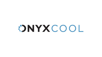 Logo for ONYXCOOL with 'ONYX' in black, stylized 'O' featuring blue dots, and 'COOL' in blue outline text on a white background.