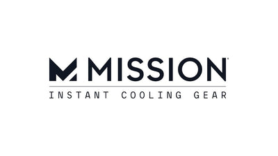 Mission Instant Cooling Gear logo: stylized dark blue 'M' followed by 'MISSION' over 'INSTANT COOLING GEAR', all on a white background.