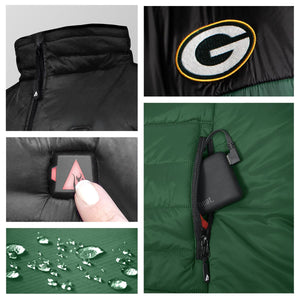 ActionHeat Green Bay Packers 5V Men's Colorblock Puffer Battery Heated Vest