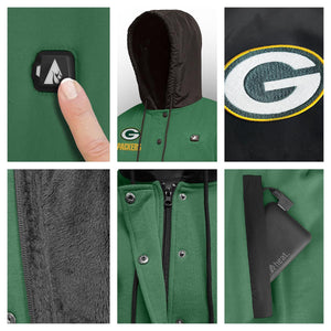 ActionHeat Green Bay Packers 5V Battery Heated Varsity Jacket