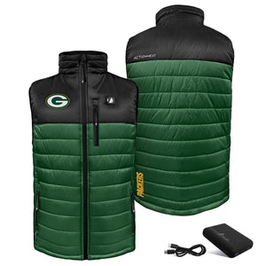 ActionHeat Green Bay Packers 5V Men's Colorblock Puffer Battery Heated Vest