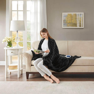 Beautyrest Heated Duke Faux Fur Heated Throw - 50"W x 70"L