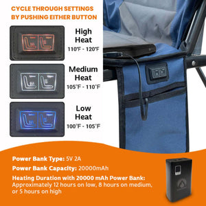 ExtremeHEAT Heated Camping Chair with 20000mAh Power Bank
