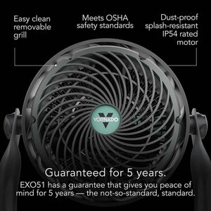 Vornado EXO51 Heavy Duty Air Circulator Shop Fan with IP54 Rated Dustproof and Water-Resistant Motor - Green