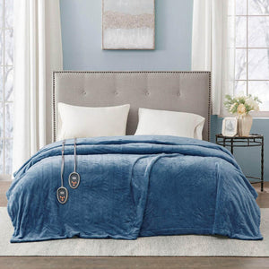 Beautyrest 100% Polyester Knitted Solid Microlight to Solid Microlight Heated Blanket - Full