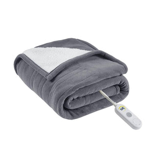 Serta Heated Fleece to Sherpa Throw - 50"Wx60"L