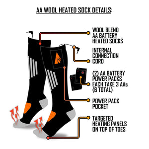 Temp360 Wool AA Battery Heated Socks