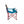 Teal blue and brown padded Deluxe Lounge Chair by Kelty, with a red folding metal frame and armrest pockets, side view.