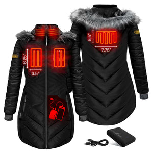 ActionHeat Washington Commanders 5V Women's Long Puffer Battery Heated Jacket