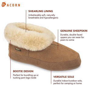 Acorn Women's Shearling Boot Slippers with Genuine Sheepskin
