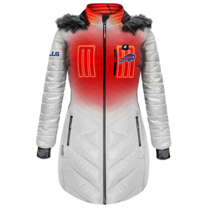 ActionHeat Buffalo Bills 5V Women's Long Puffer Battery Heated Jacket - Front