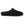 Black wool slippers by Acorn featuring an olive green sole and brown interior trim, shown in a side profile.