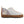 Side view of light grey women's bootie slippers by Acorn, featuring rabbit and floral embroidery, brown suede trim, and a warm fleece lining.