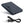Dark grey portable power bank by ActionHeat, rectangular with blue LED lights, USB ports, and a black charging cable.