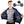 Dark gray mesh heated jacket insert by ActionHeat, shown within a man's navy quilted jacket and separately with its battery pack.