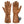 Brown leather men's battery heated dress glove from ActionHeat, showing the back with power button and palm with battery pack.