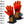 A pair of red and brown leather heated gloves by ActionHeat, with glowing orange heating elements and an external power bank attached.